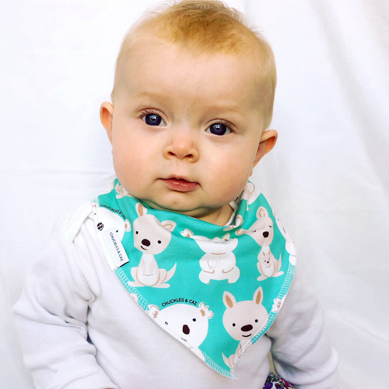 Aqua Kangaroo & Koala Dribble Bib - Chuckles & Caz