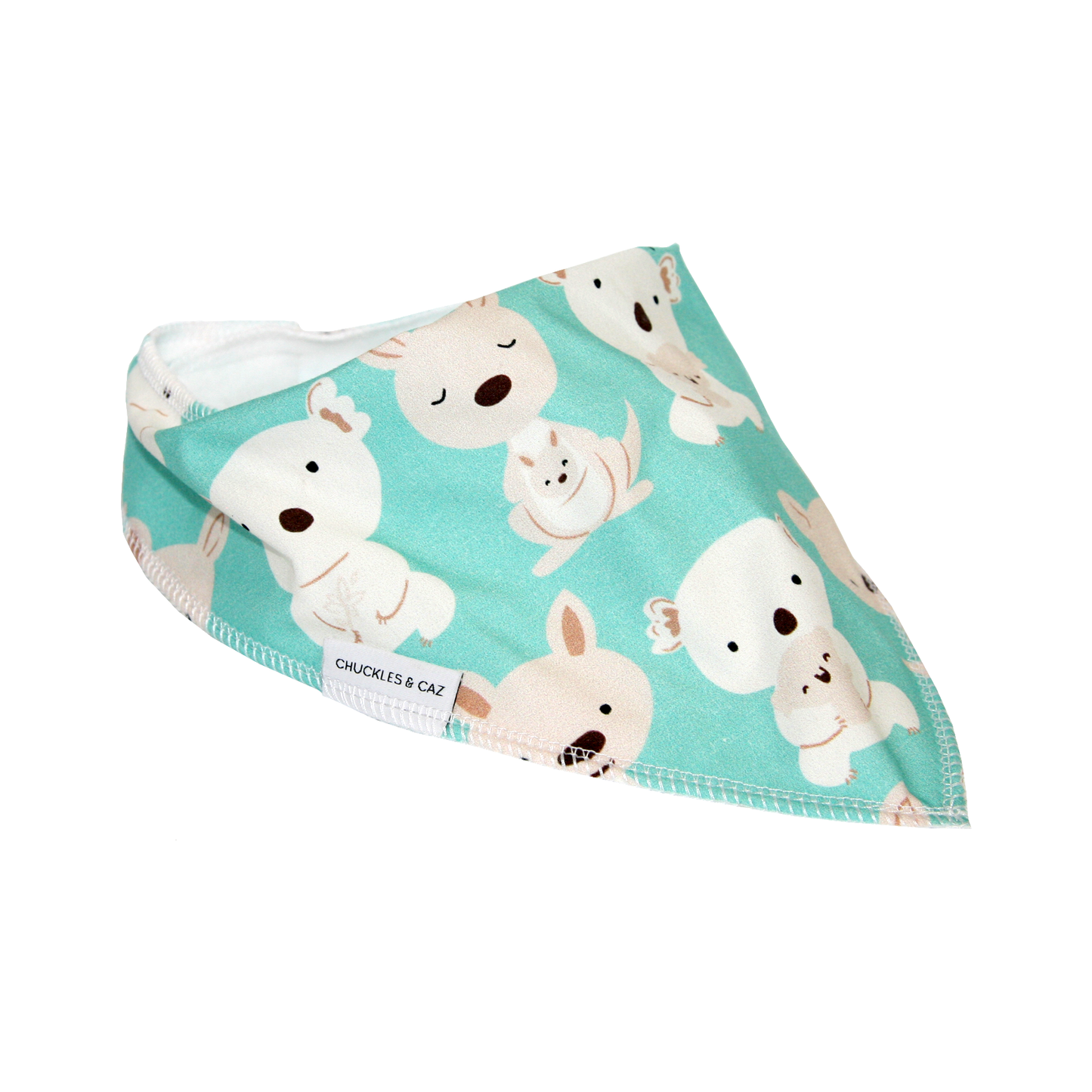 Aqua Kangaroo & Koala Dribble Bib - Chuckles & Caz