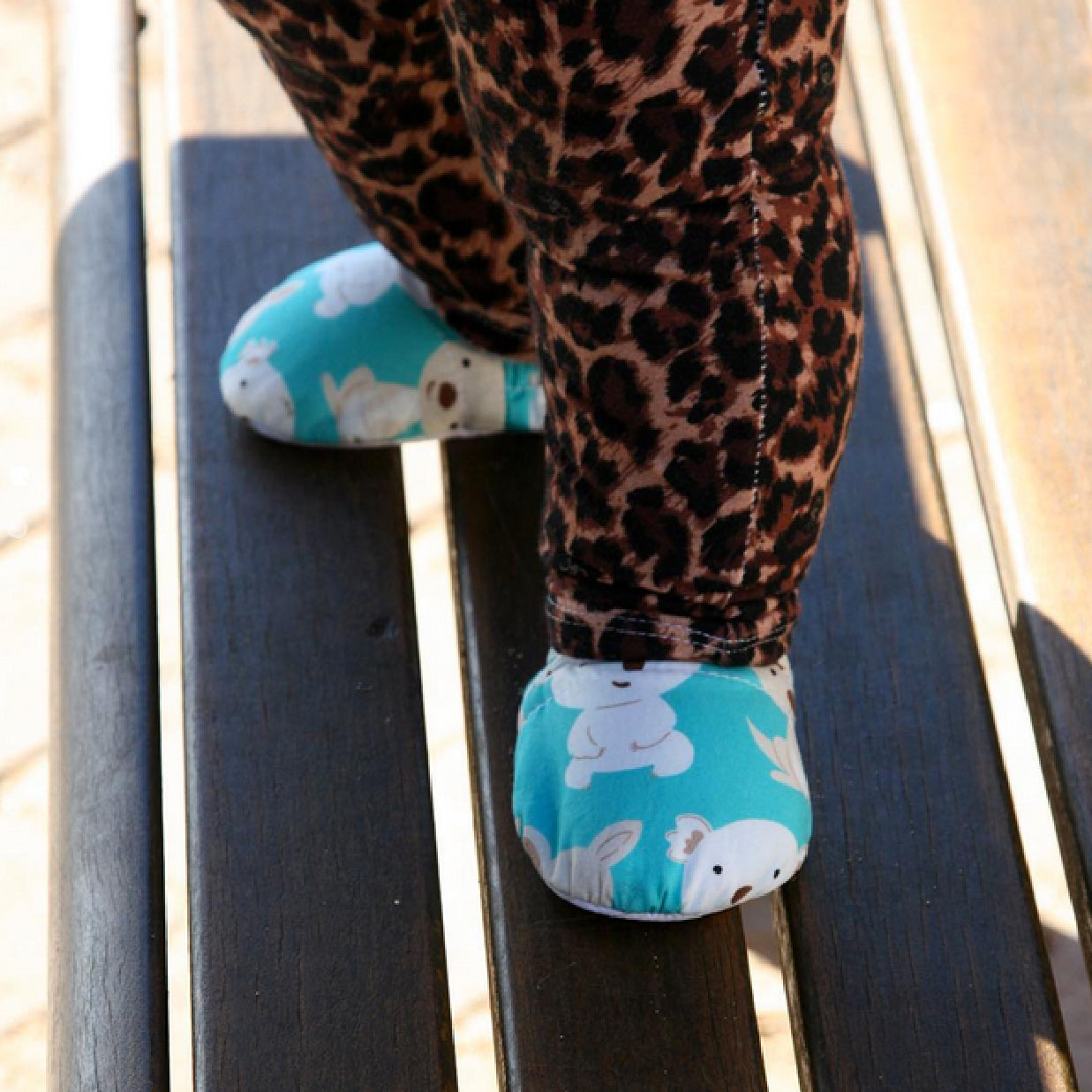 Aqua Koala & Kangaroo Baby Booties & matching Dribble Bib - Gift Set - Chuckles & Caz