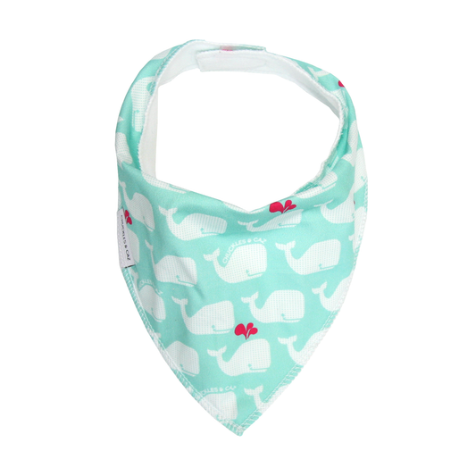 Aqua & White Whale Dribble Bib - Chuckles & Caz