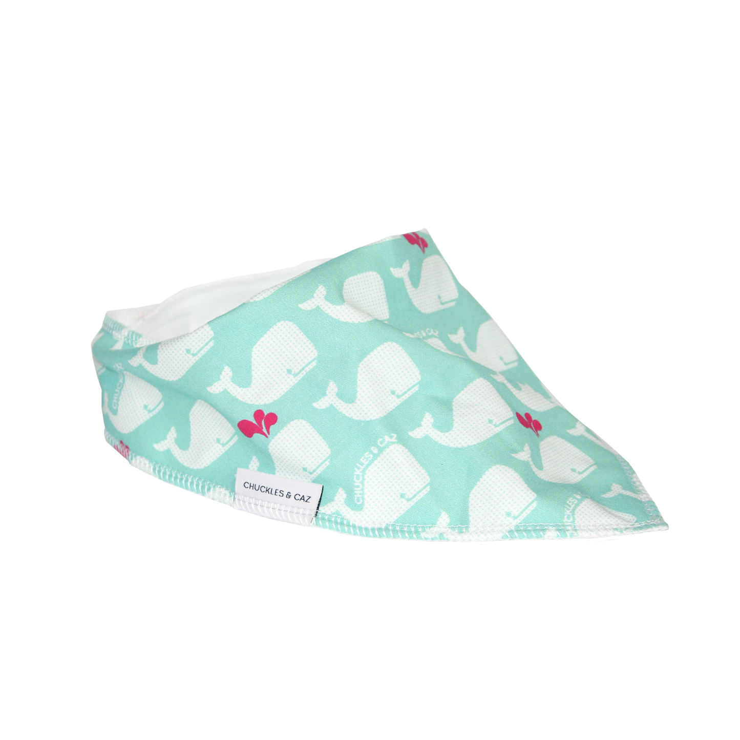 Aqua & White Whale Dribble Bib - Chuckles & Caz