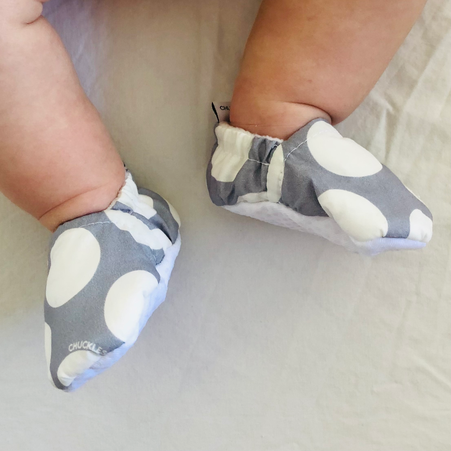 Grey Spot Baby Booties - Chuckles & Caz
