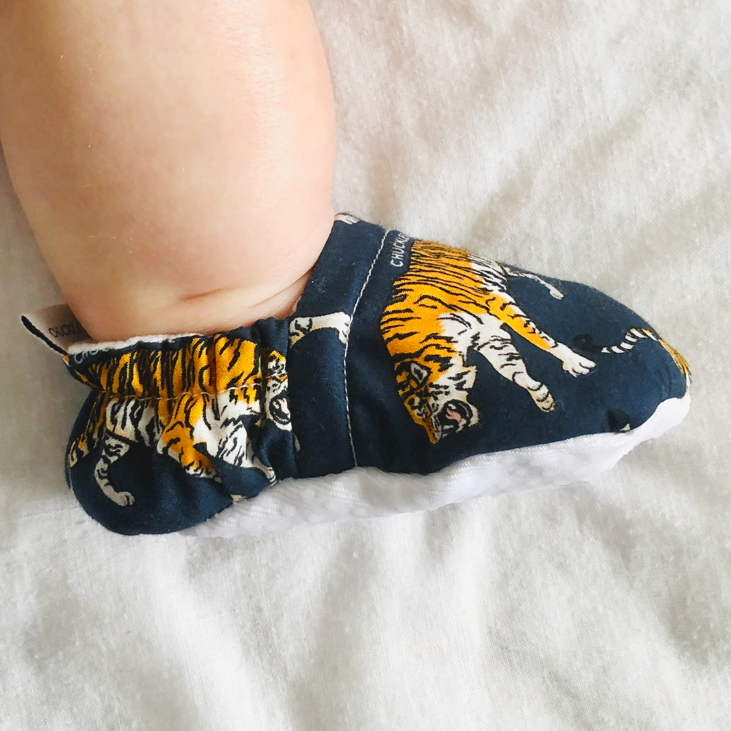Navy Tiger Baby Booties - Chuckles & Caz