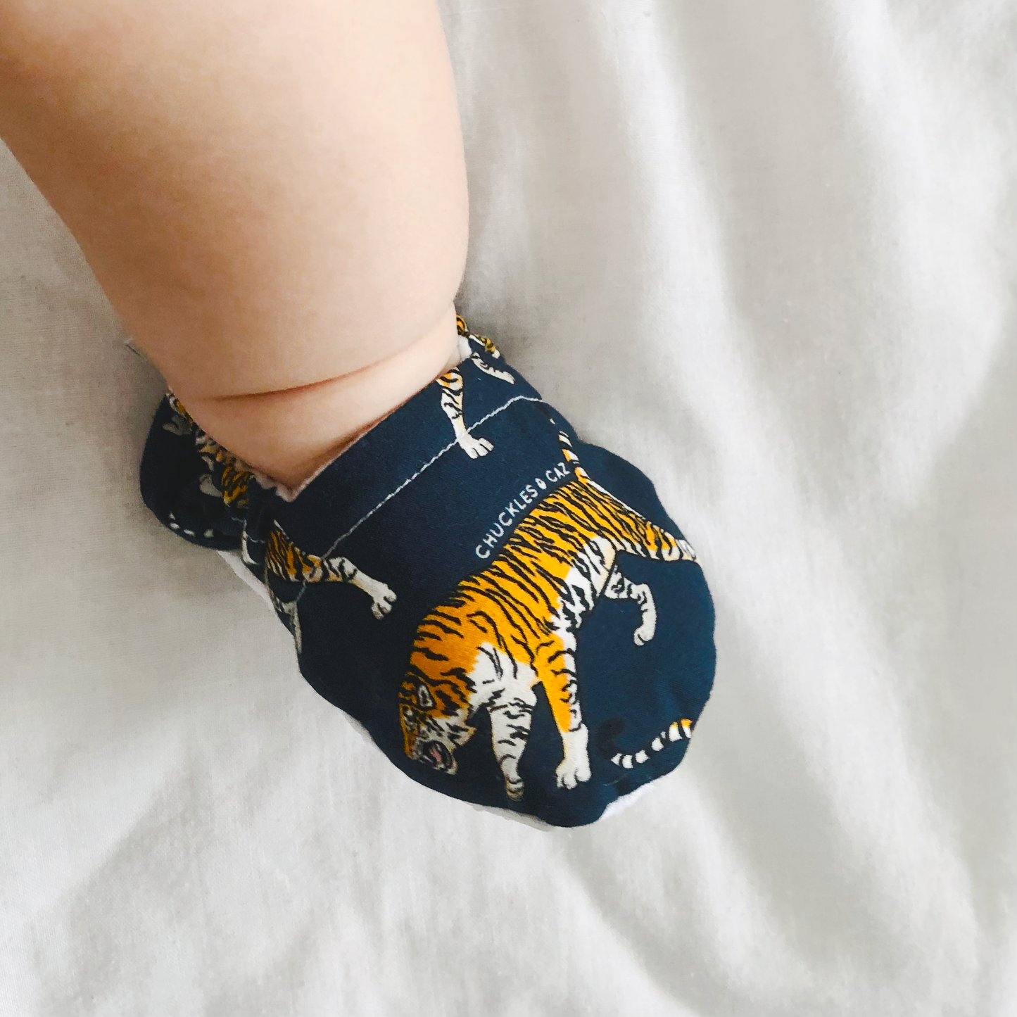 Navy Tiger Baby Booties - Chuckles & Caz