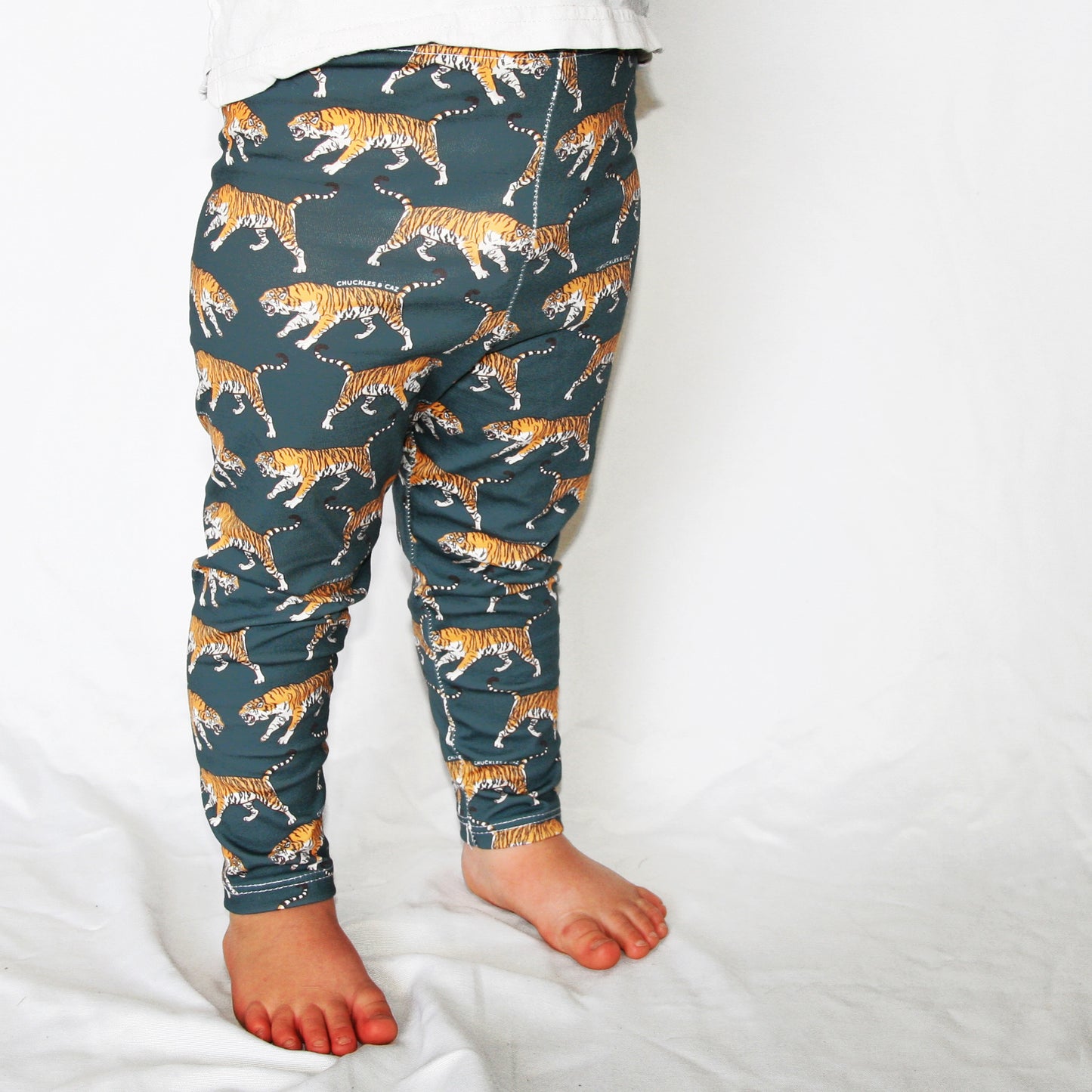 Navy Tiger Dribble Bib & Leggings - Gift Set - Chuckles & Caz