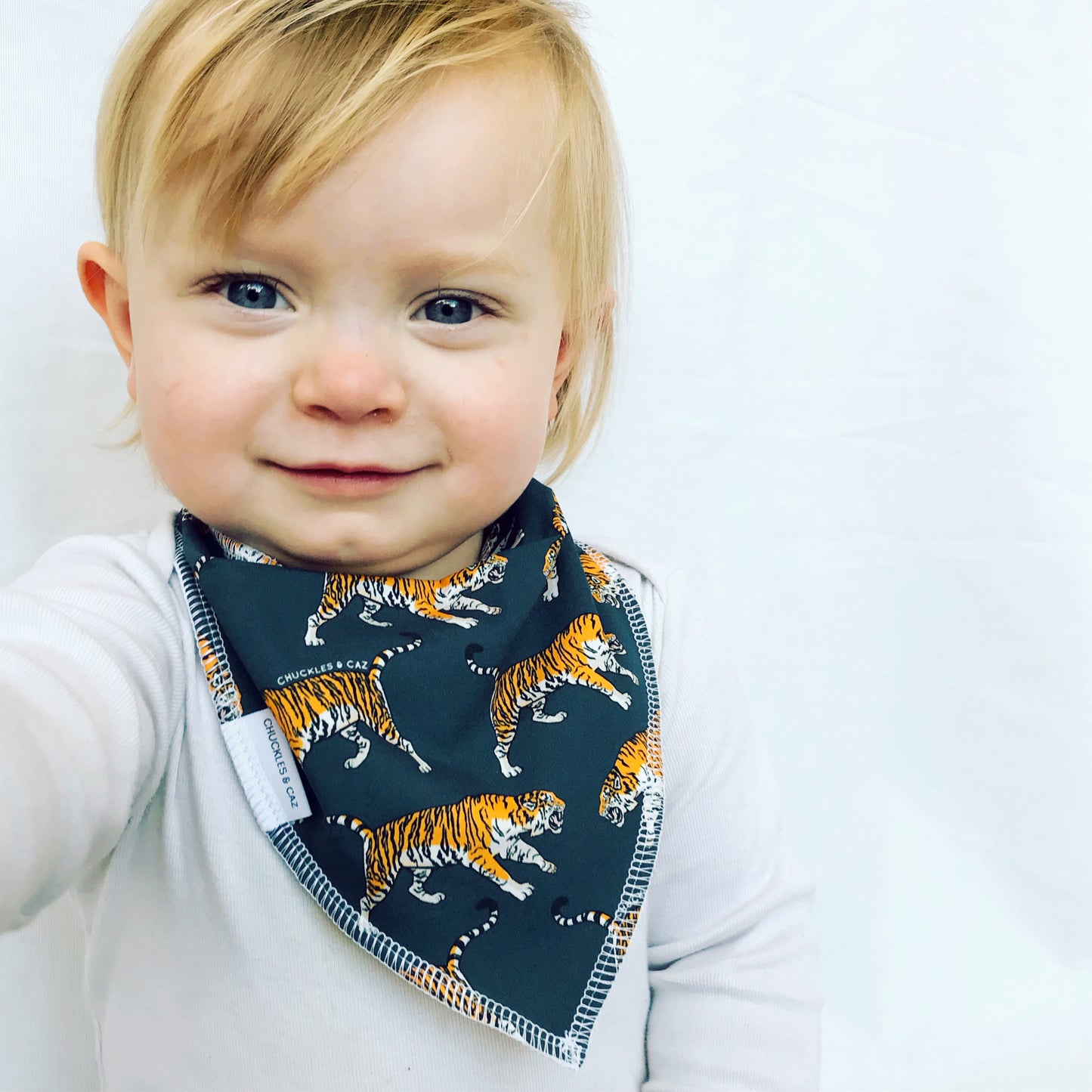 Navy Tiger Dribble Bib & Leggings - Gift Set - Chuckles & Caz