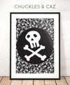 Skull & Crossbones on Skull Print Digital Artwork - Chuckles & Caz