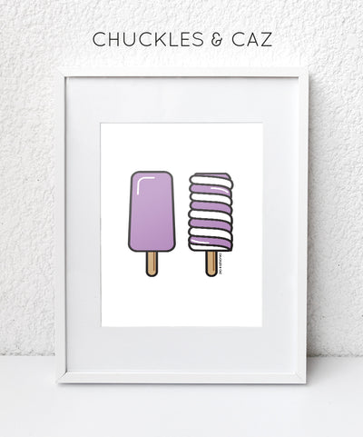 Purple Ice Blocks on White Digital Artwork - Chuckles & Caz