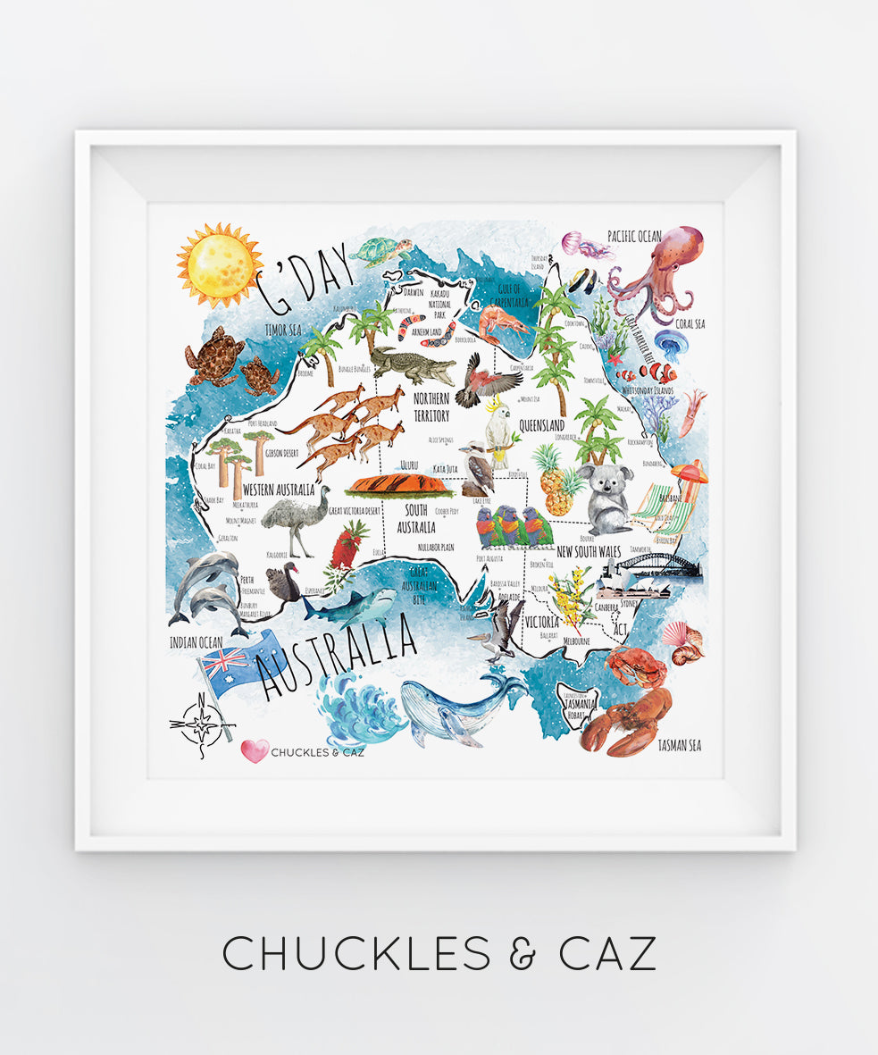 Australian Map Digital Artwork - Chuckles & Caz
