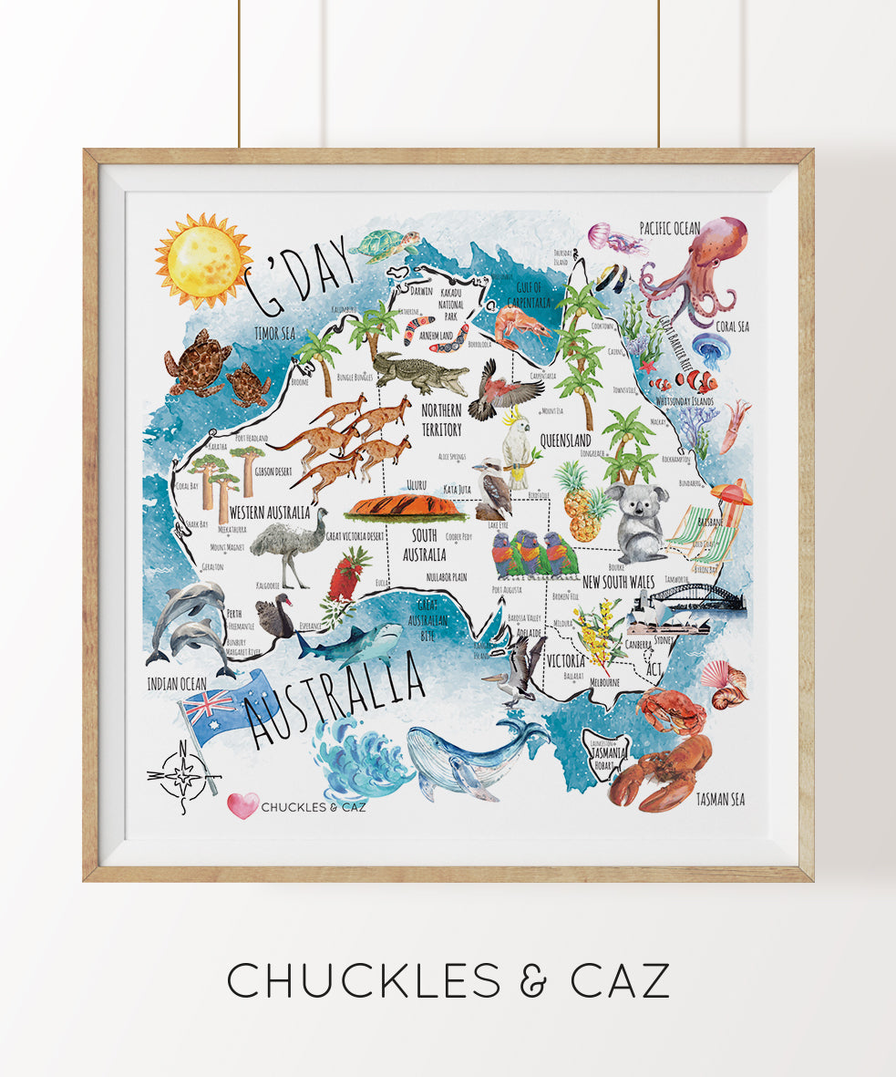 Australian Map Digital Artwork - Chuckles & Caz