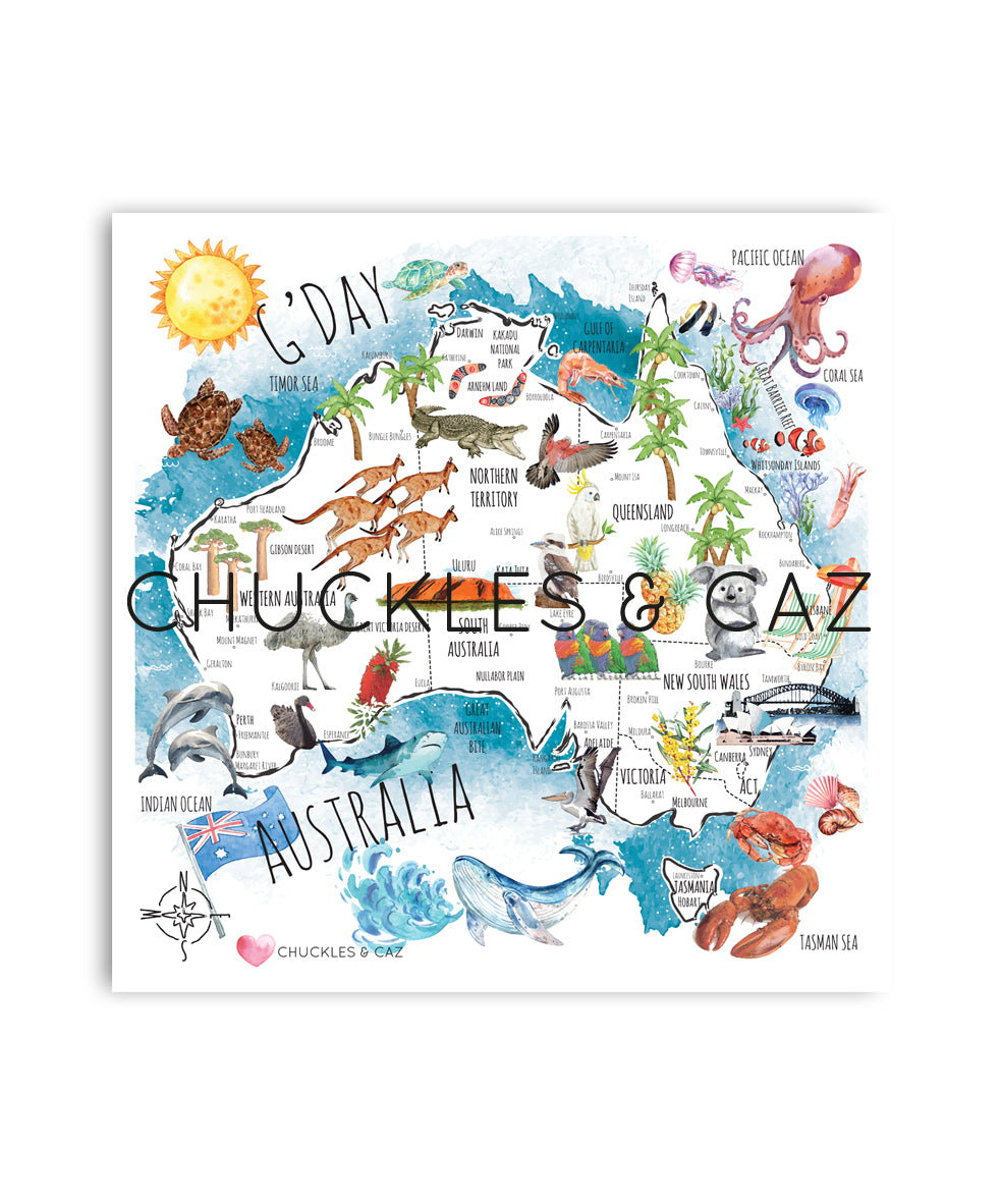 Australian Map Digital Artwork - Chuckles & Caz