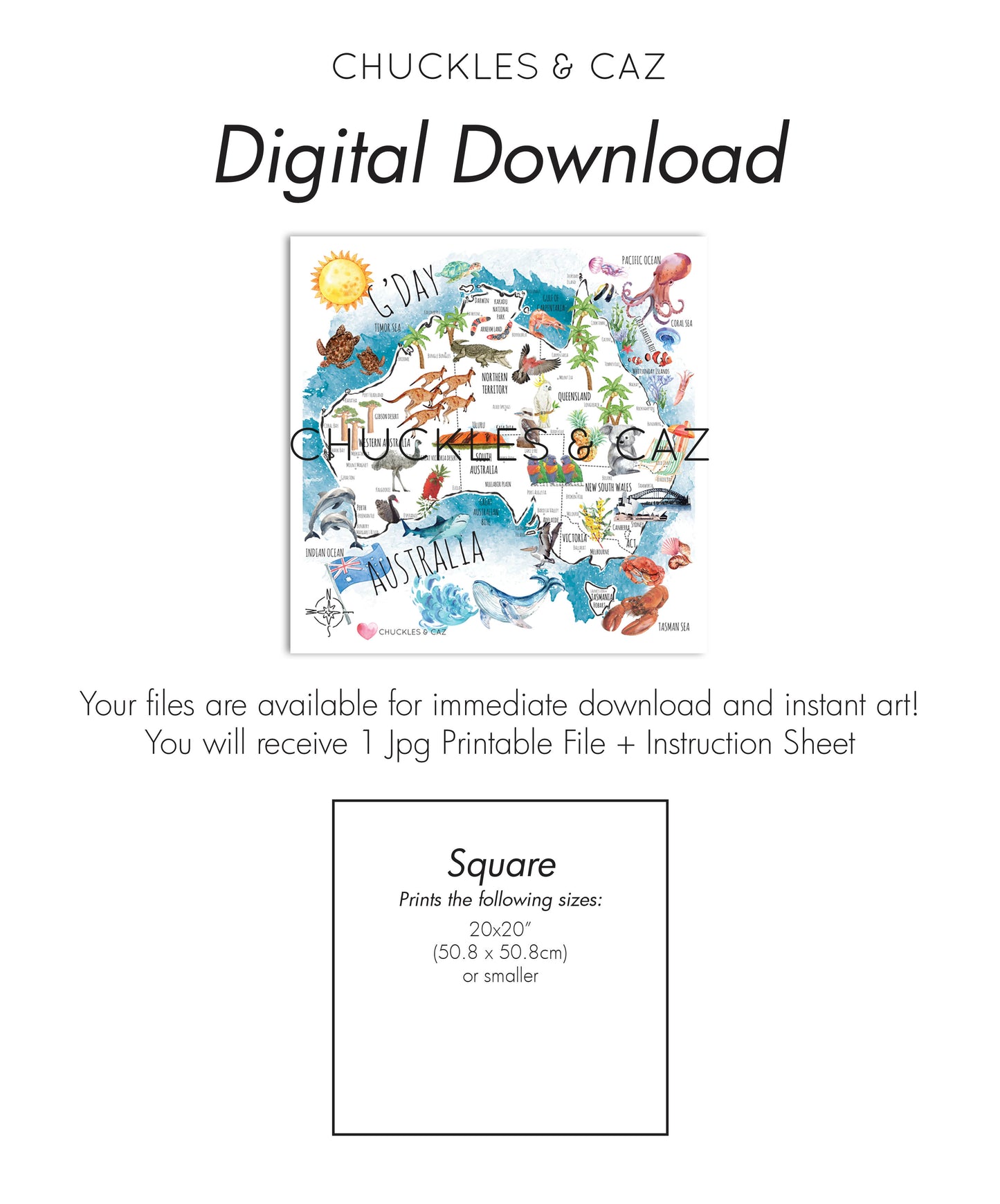 Australian Map Digital Artwork - Chuckles & Caz