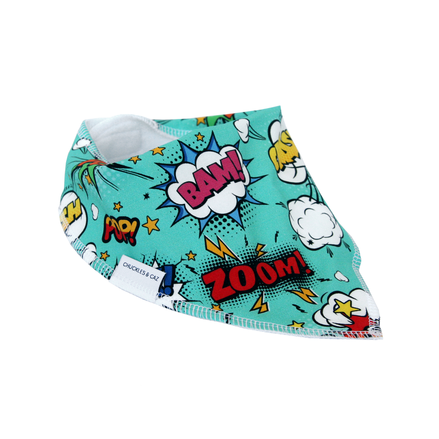 Comic Book Dribble Bib - Chuckles & Caz