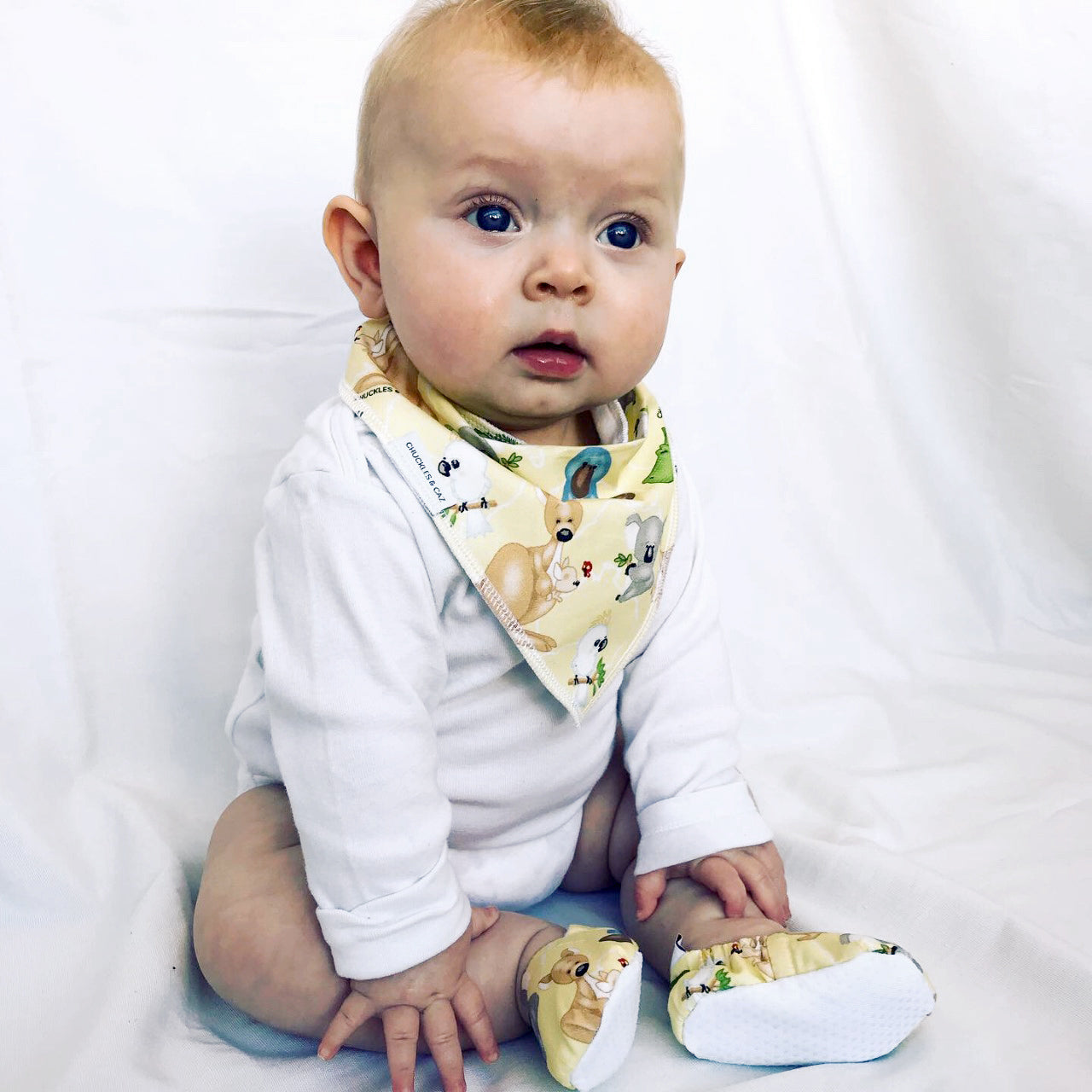 Cute Australian Animals Baby Booties & matching Dribble Bib - Gift Set - Chuckles & Caz
