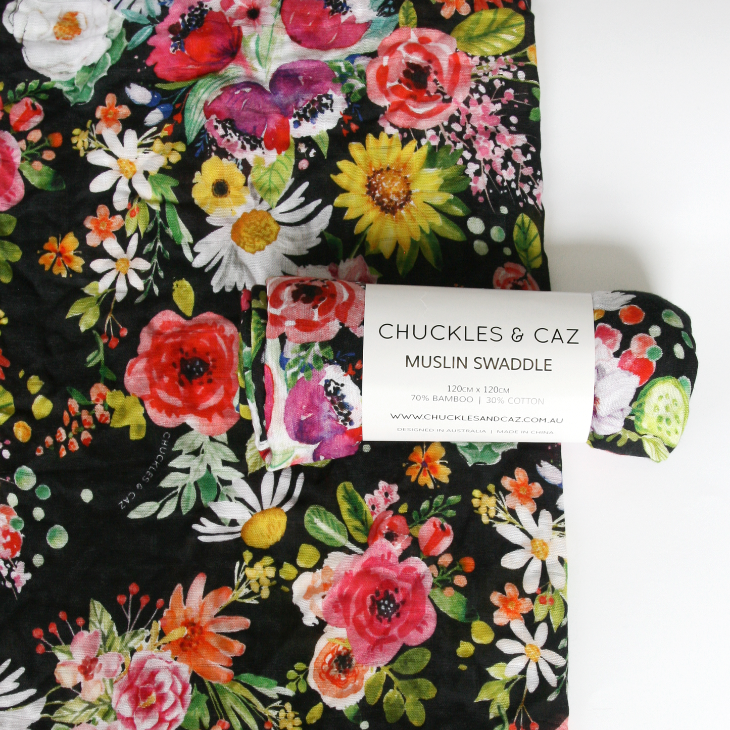 Watercolour Flower Muslin Swaddle - Chuckles & Caz