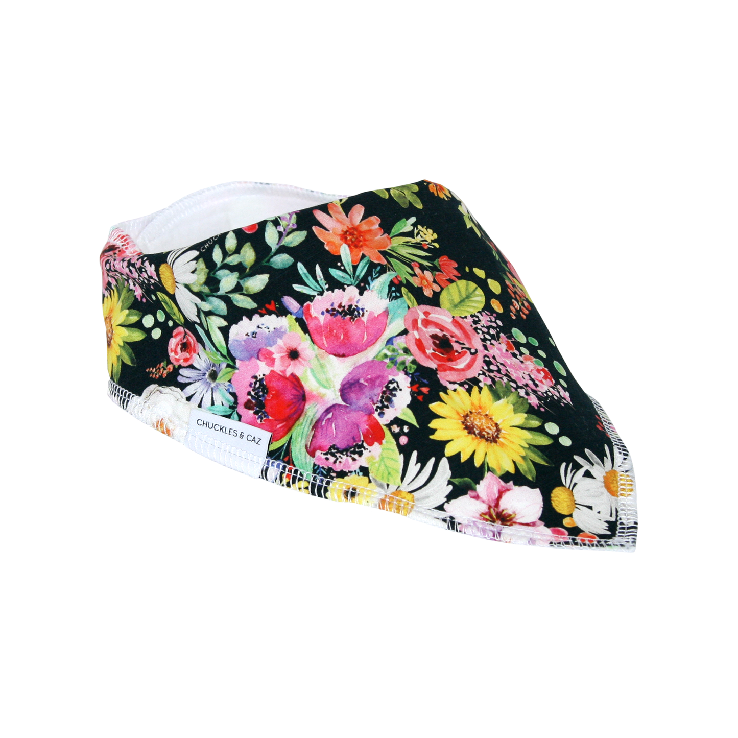Dark Watercolour Flower Dribble Bib - Chuckles & Caz