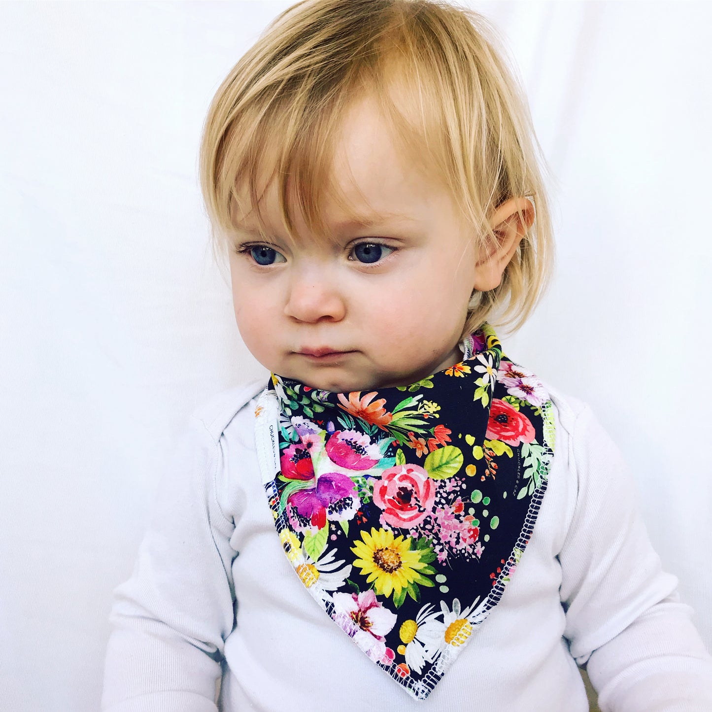 Dark Watercolour Floral Dribble Bib & Baby Booties - Gift Set - Chuckles & Caz