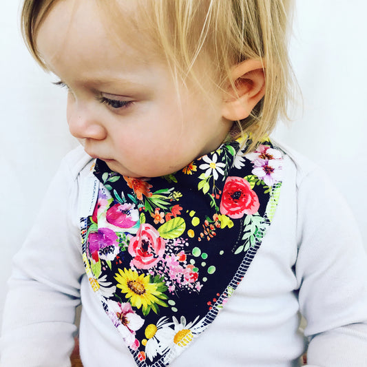 Dark Watercolour Flower Dribble Bib - Chuckles & Caz