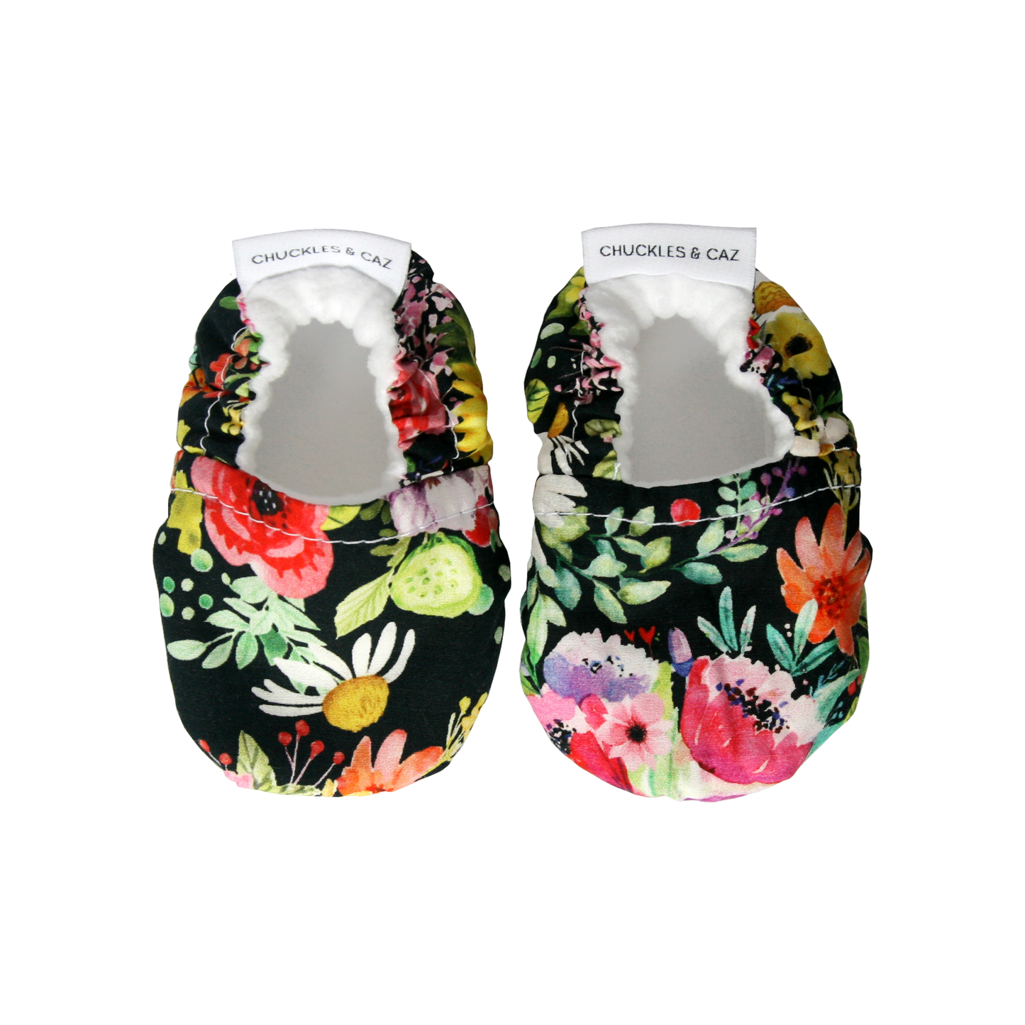Dark Watercolour Flower Baby Booties - Chuckles & Caz