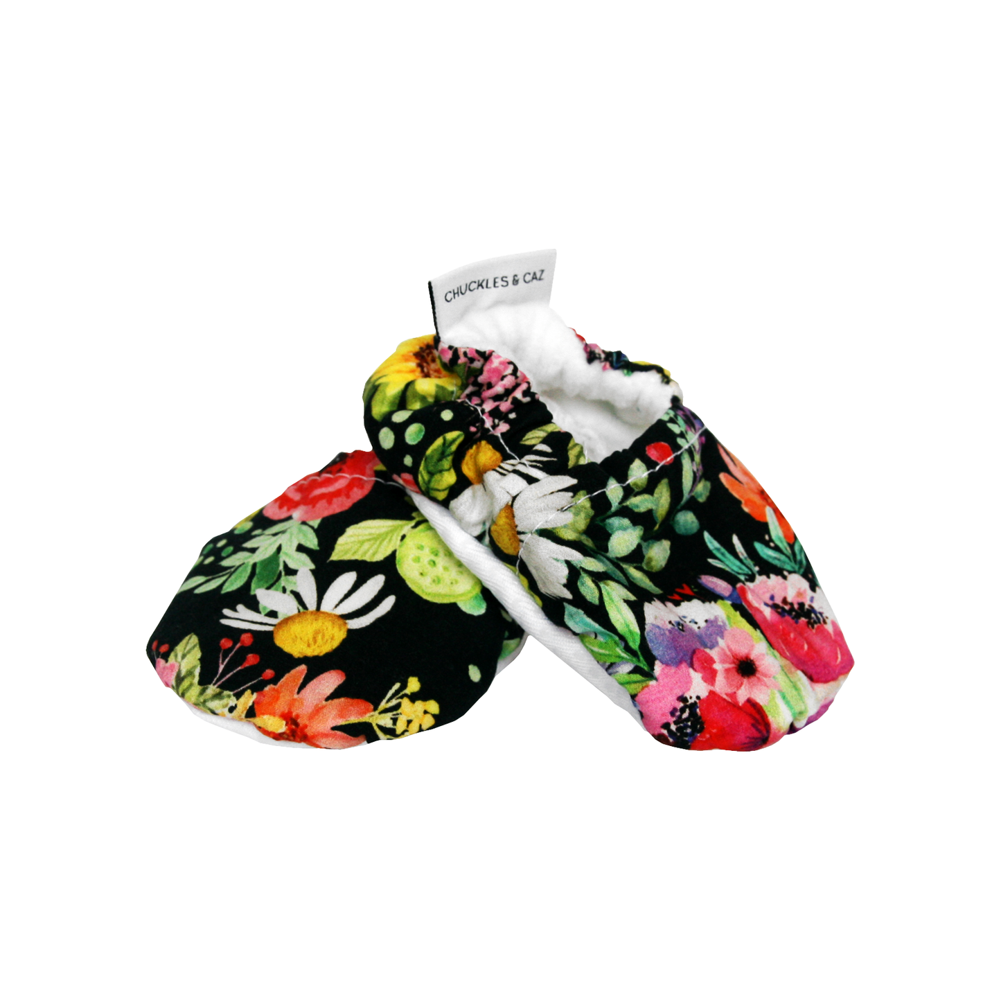 Dark Watercolour Flower Baby Booties - Chuckles & Caz