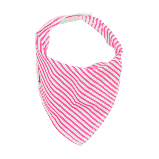 Fluro Pink Mini Stripe Dribble Bib - Chuckles & Caz