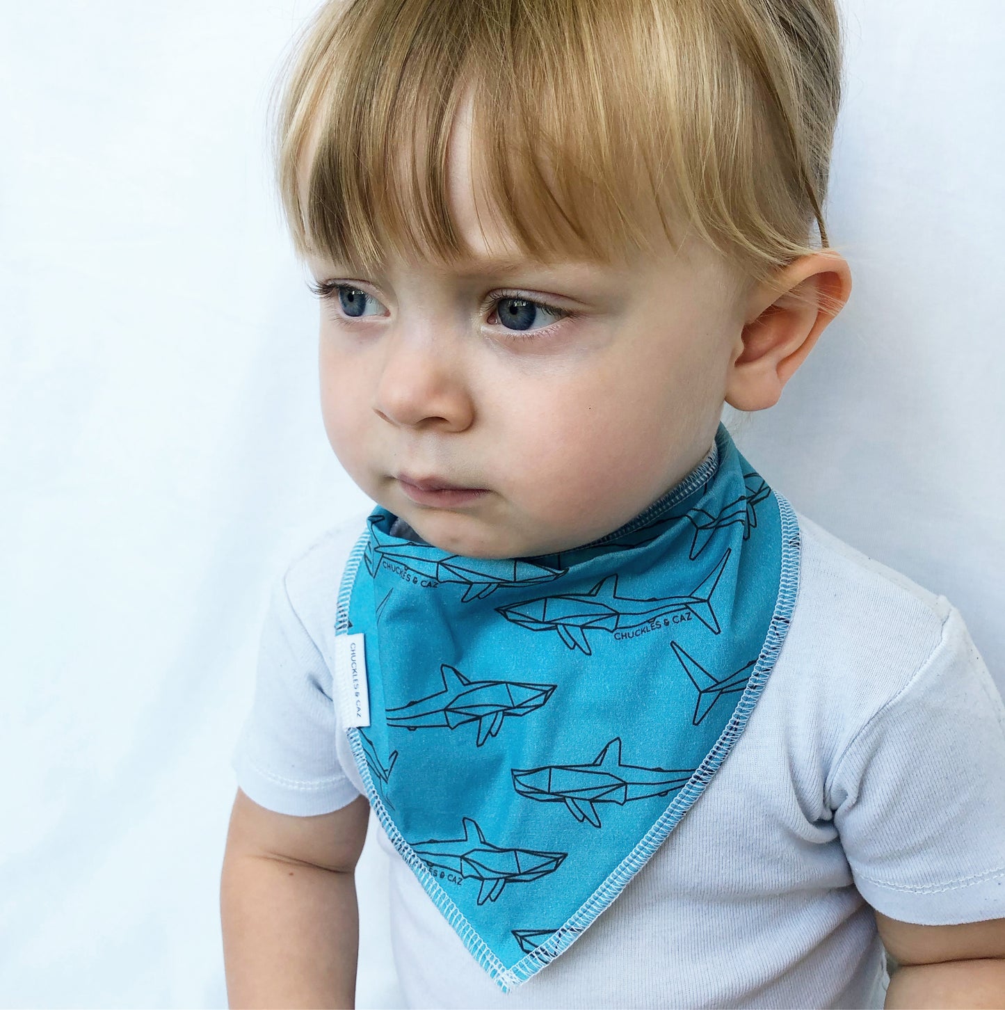 Geo Shark Dribble Bib - Chuckles & Caz