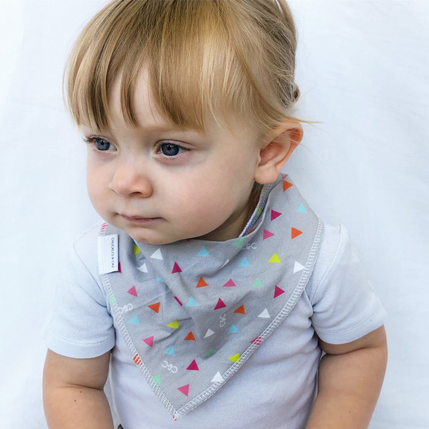 Grey Triangles Dribble Bib - Chuckles & Caz