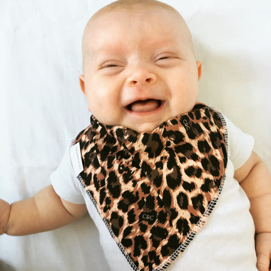 Leopard Baby Booties & matching Dribble Bib - Gift Set - Chuckles & Caz