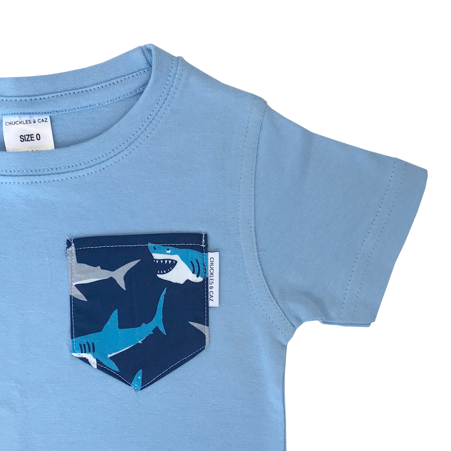 Shark Print Pocket Tee - Chuckles & Caz