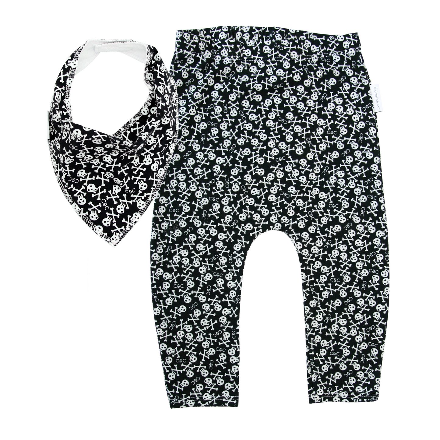 Mono Skullz Leggings & matching Dribble Bib - Gift Set - Chuckles & Caz