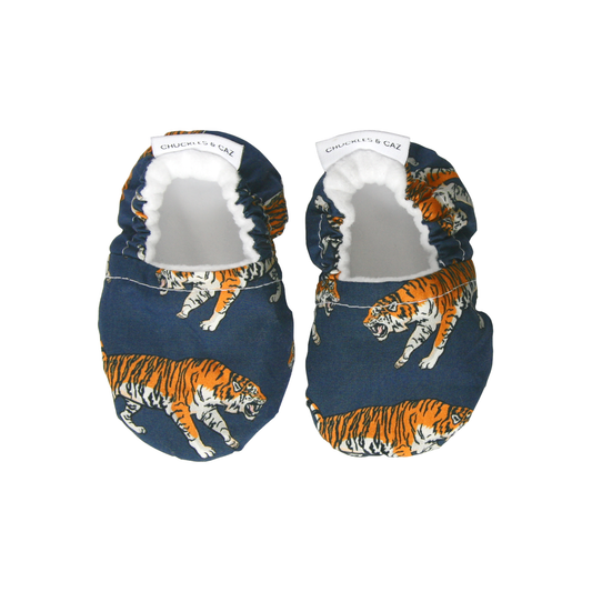 Navy Tiger Baby Booties - Chuckles & Caz