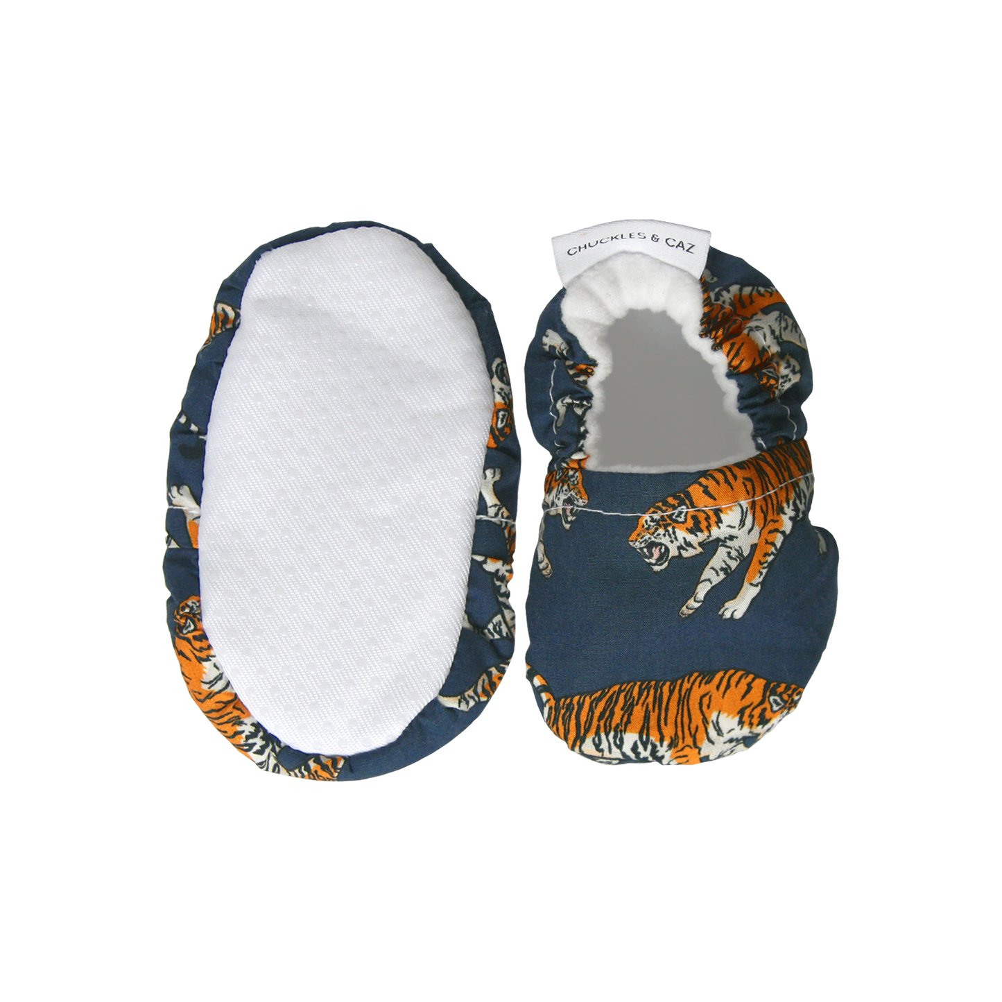 Navy Tiger Baby Booties - Chuckles & Caz