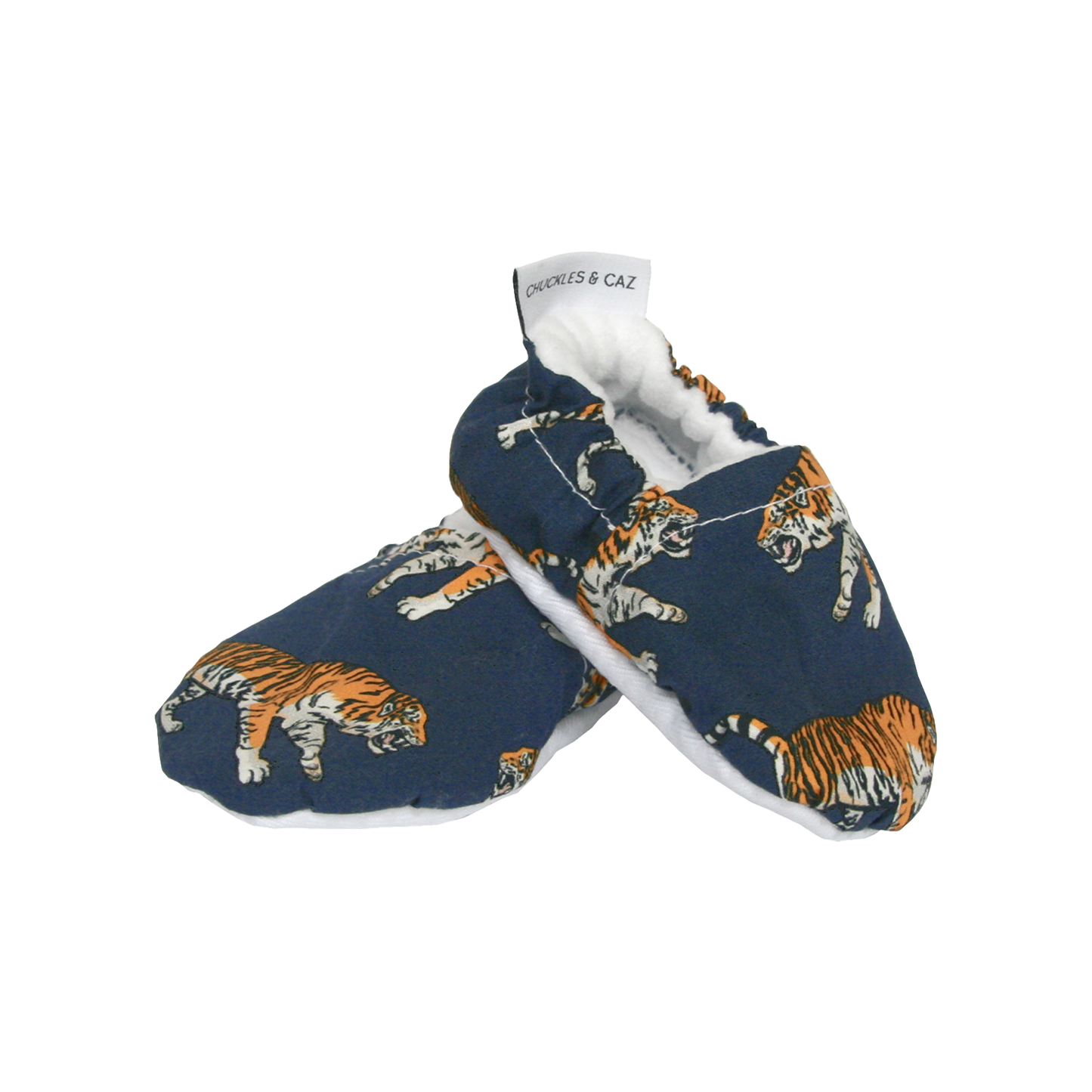 Navy Tiger Baby Booties - Chuckles & Caz
