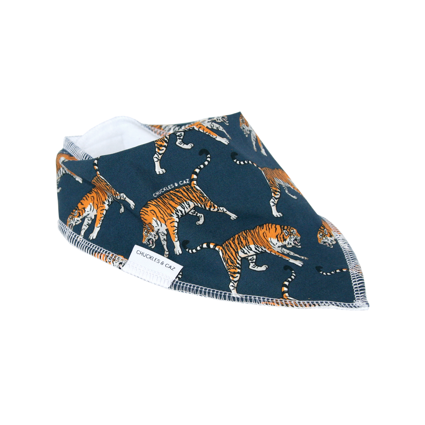 Navy Tiger Dribble Bib - Chuckles & Caz