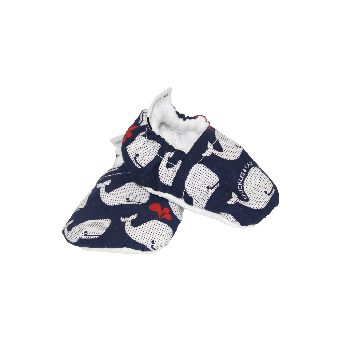 Navy Whales Baby Booties - Chuckles & Caz