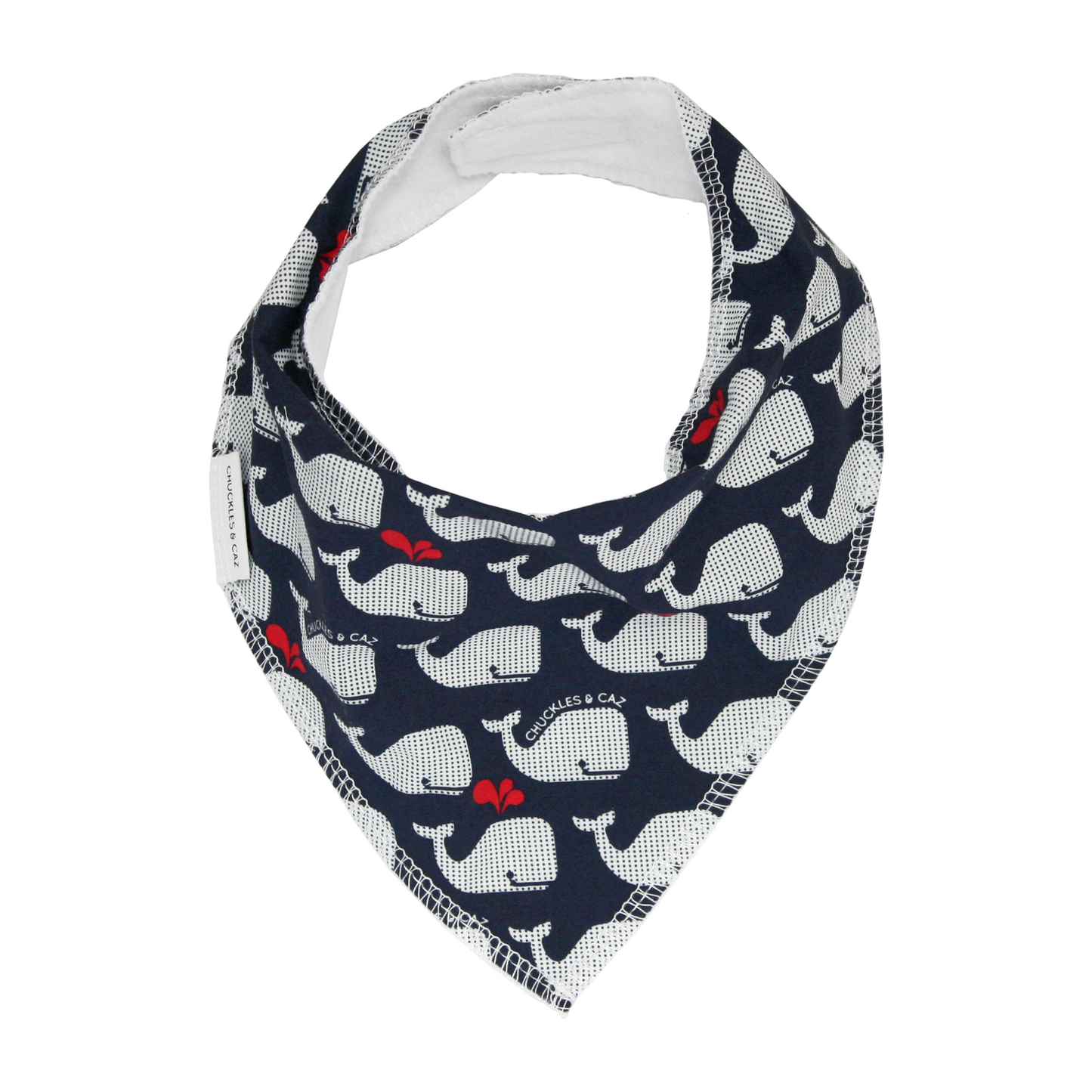 Navy & White Whales Dribble Bib - Chuckles & Caz