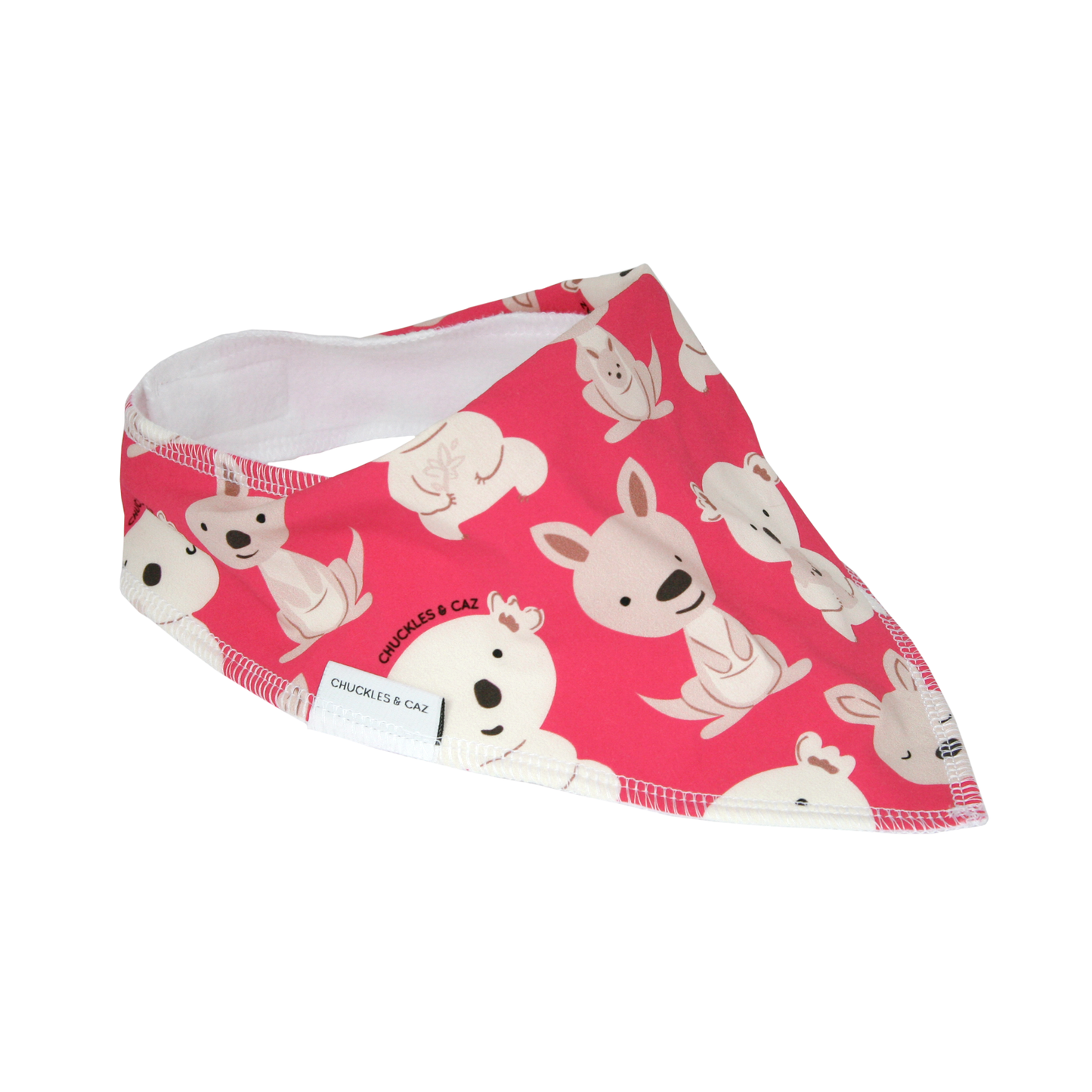 Pink Kangaroo & Koala Dribble Bib - Chuckles & Caz
