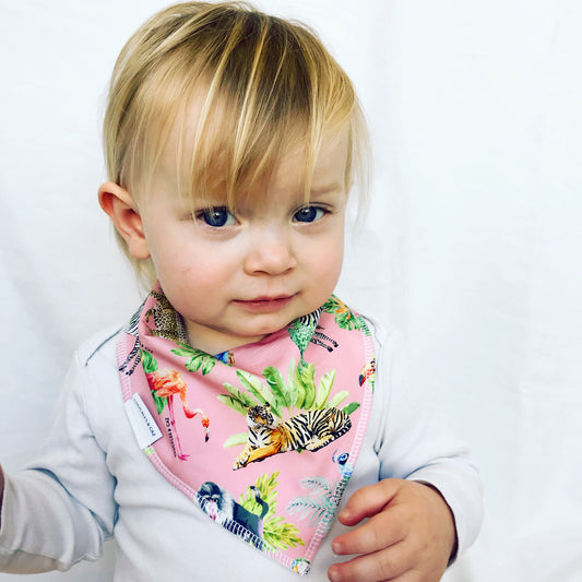 Pink Watercolour Jungle Dribble Bib