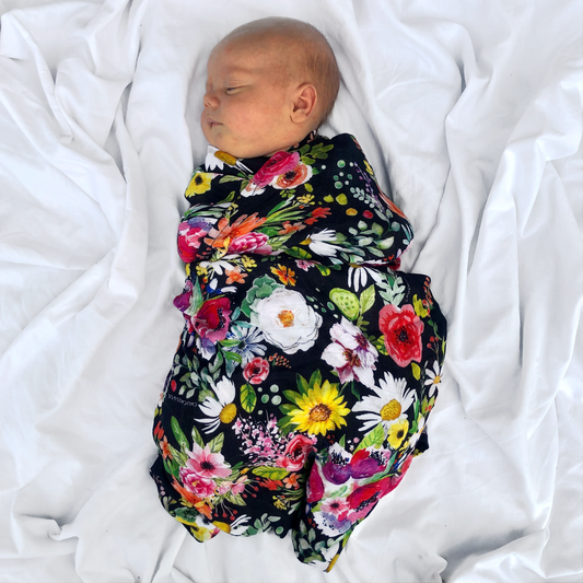 Watercolour Flower Muslin Swaddle - Chuckles & Caz
