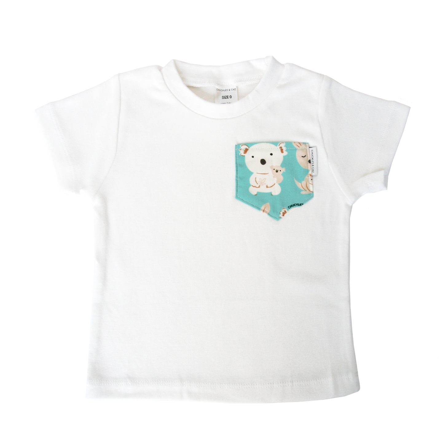 Aqua Koala & Kangaroo Print Pocket Tee & matching Dribble Bib - Gift Set - Chuckles & Caz