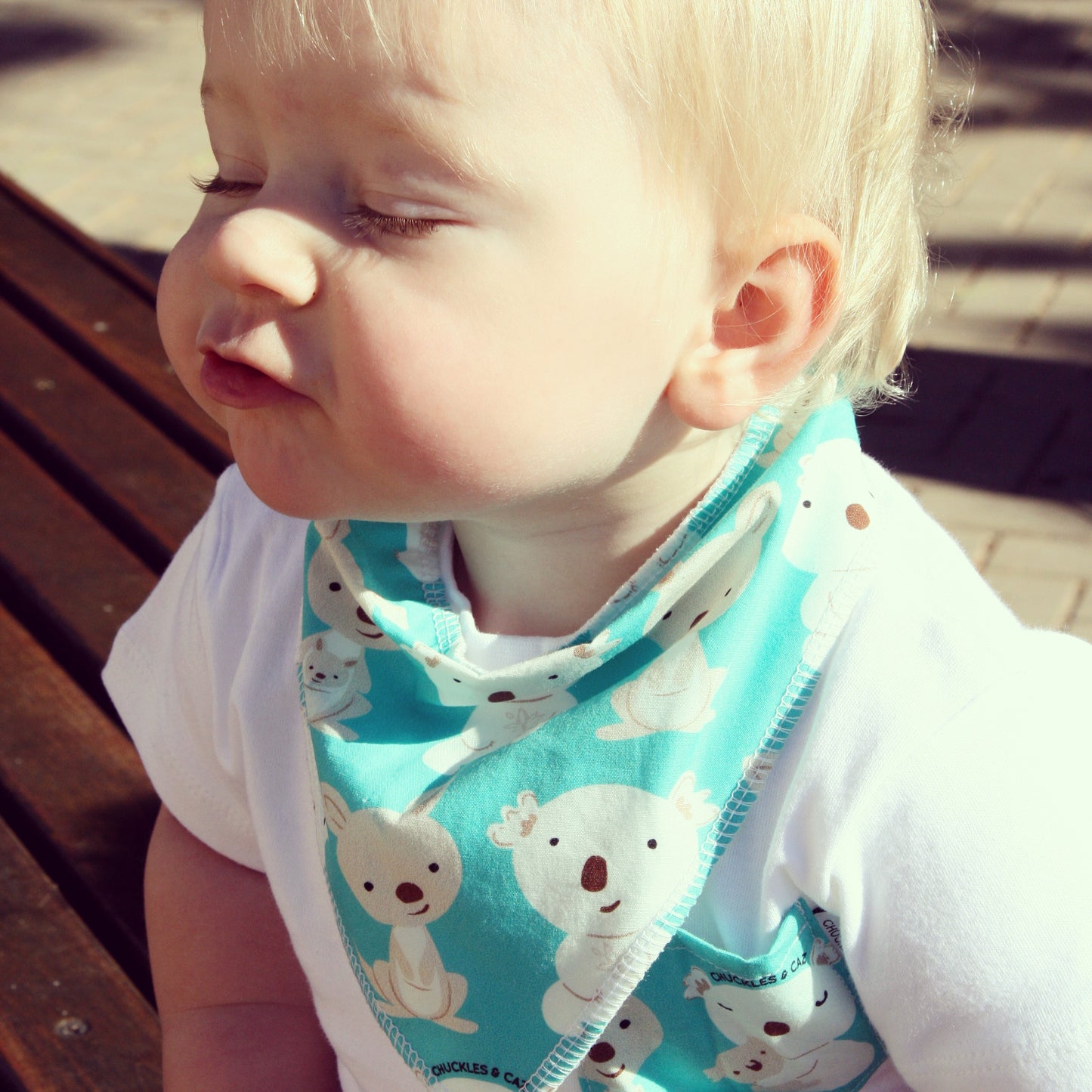 Aqua Kangaroo & Koala Dribble Bib - Chuckles & Caz