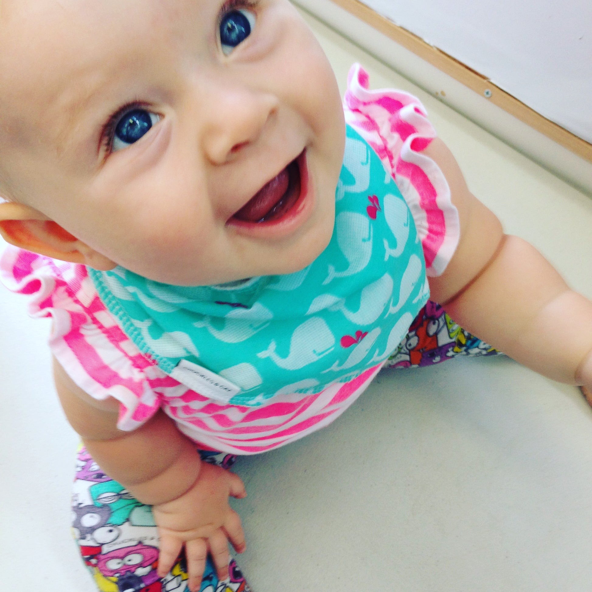 Aqua & White Whale Dribble Bib - Chuckles & Caz