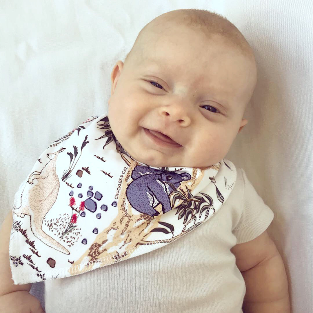 Australian Sketched Animals Print Pocket Tee & matching Dribble Bib - Gift Set - Chuckles & Caz