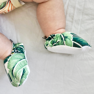 Tropical Palm Baby Booties & matching Dribble Bib - Gift Set - Chuckles & Caz