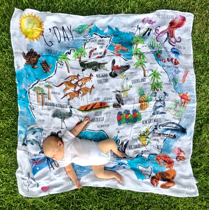 Reversible Neoprene Tote Bag, Changing Mat & Muslin Swaddle - Gift Set - Chuckles & Caz