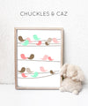 Little Coral Birds On A Wire Digital Artwork - Chuckles & Caz