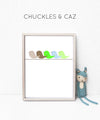 Little Green Birds In A Row Digital Artwork - Chuckles & Caz