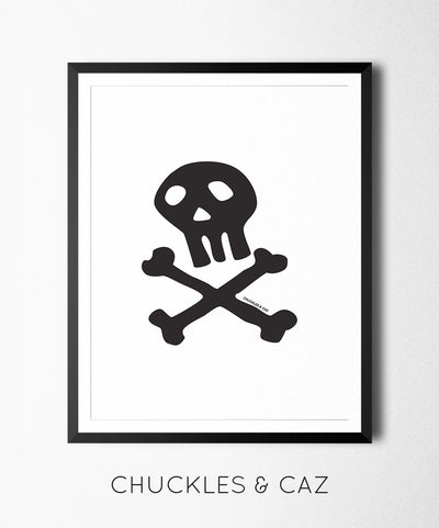 Chuckles & Caz - Skull & Crossbones in Black Digital Artwork