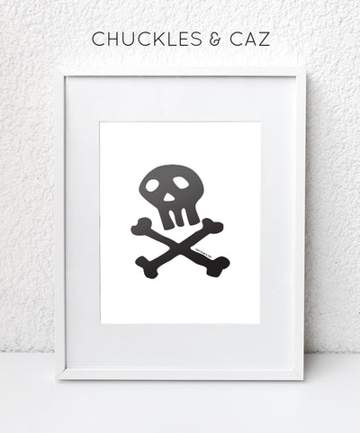 Chuckles & Caz - Skull & Crossbones in Black Digital Artwork