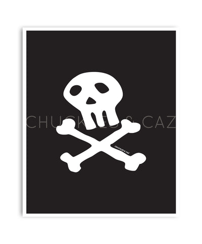 Chuckles & Caz - Skull & Crossbones in White Digital Artwork